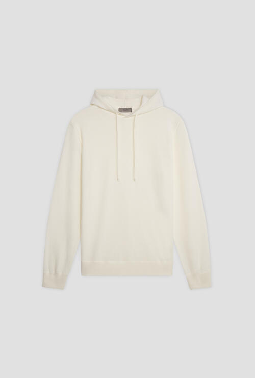 Carded wool hoodie White
